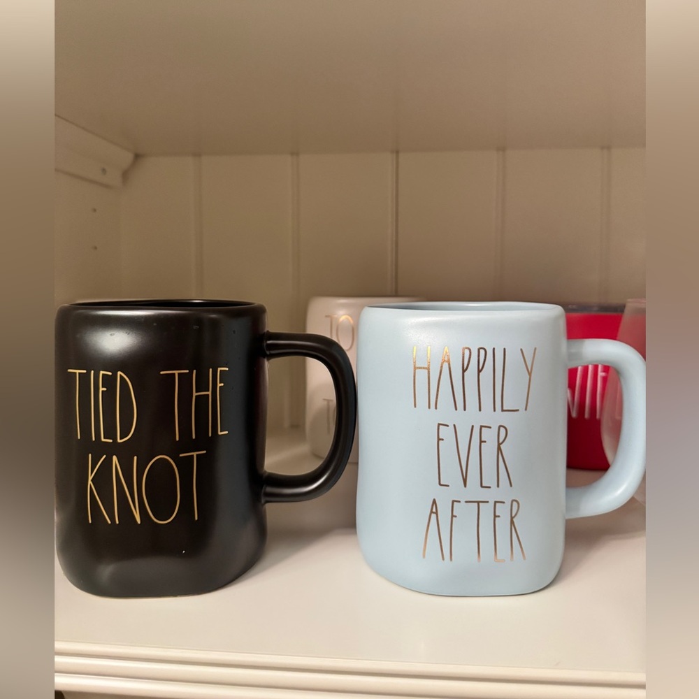 Rae Dunn set of 2 Mugs - Tied the Knot & Happily Ever After